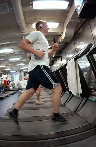 running on the treadmill, photo by US Navy