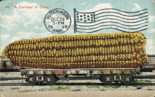 Tall-tale Postcard: A Carload of Corn, WHI 44495