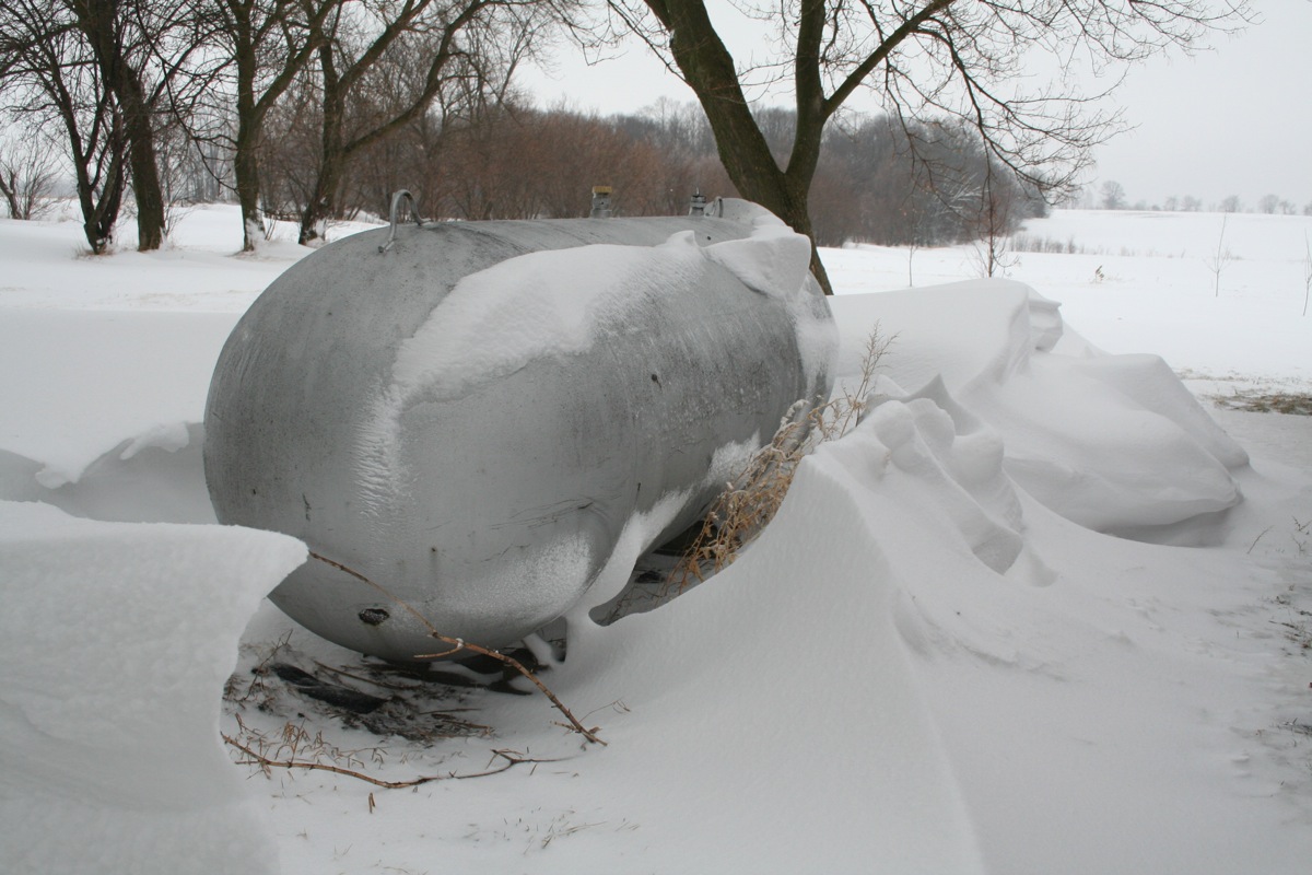 propane tank in winter