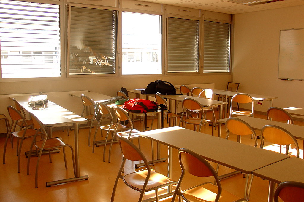 chairs, desks in classroom