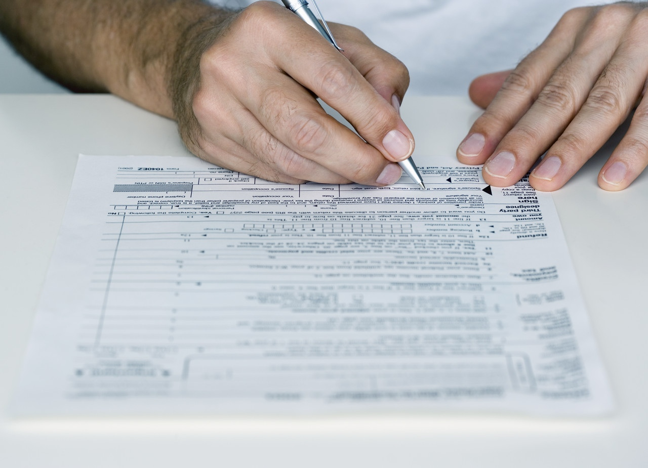 Filling out tax form
