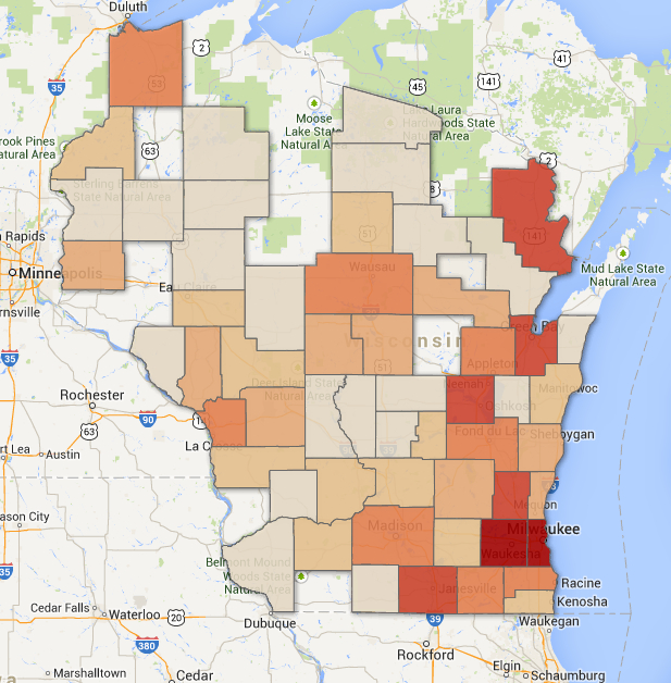 See Where In Wisconsin The State Crime Lab Has Processed Heroin Cases