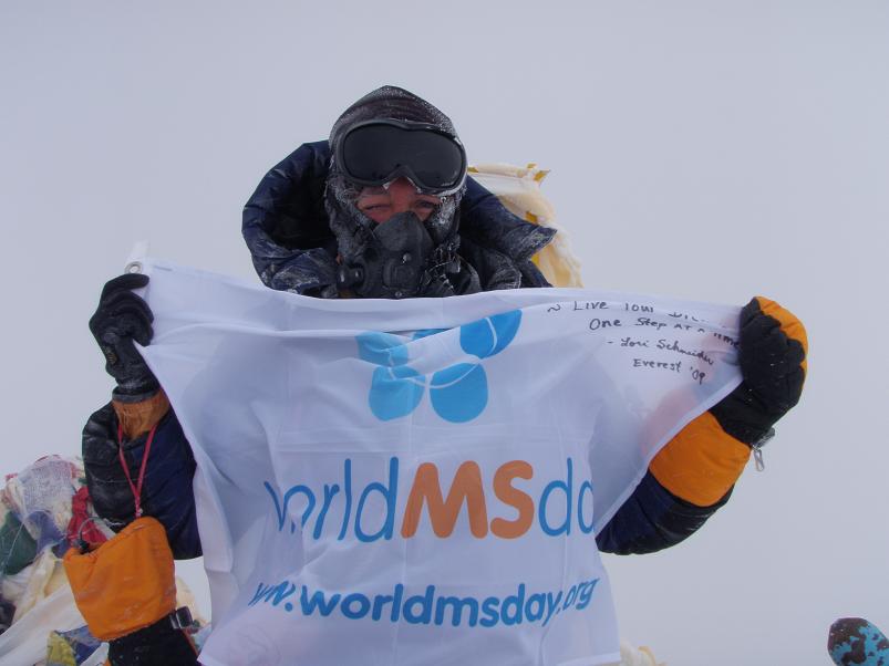 Climber’s flag adorns world MS office