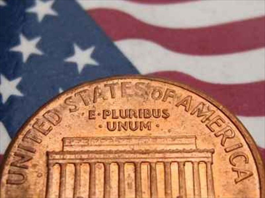 penny over U.S. Flag