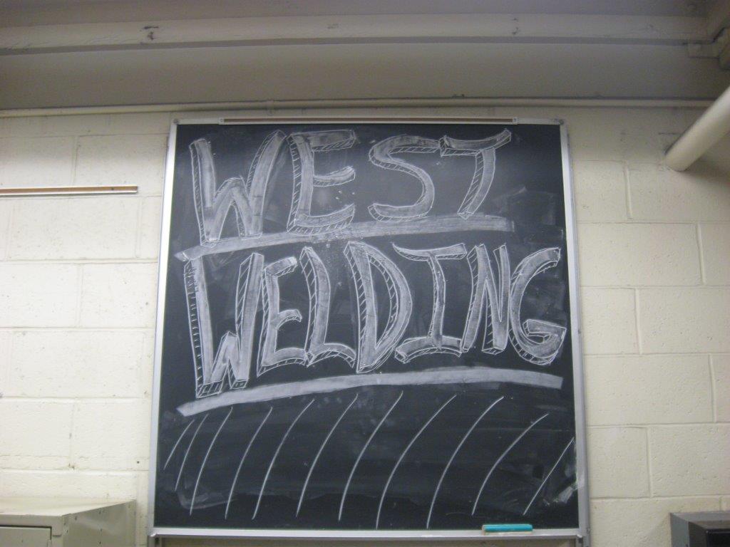 chalkboard in a welding class at Green Bay West High School.
