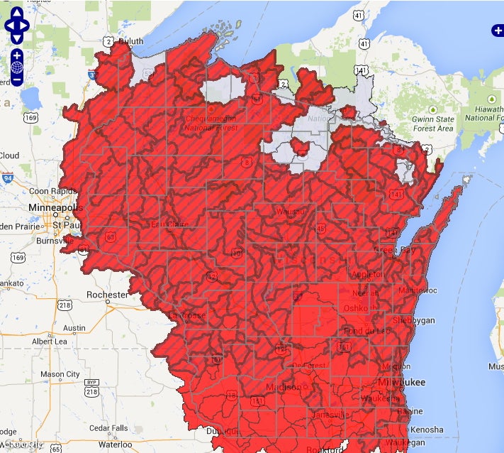 Runoff risk map as of April 1, 2014