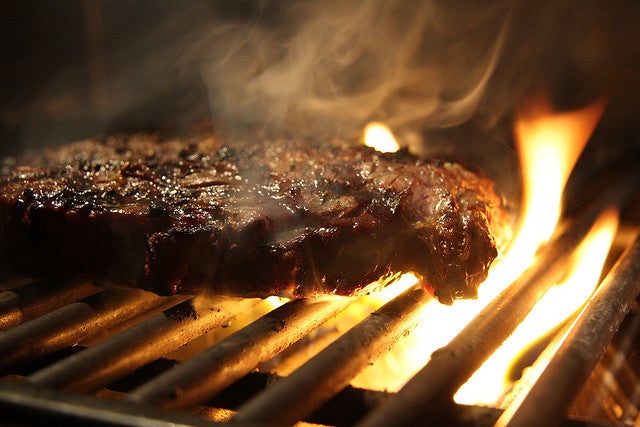 steak on the grill