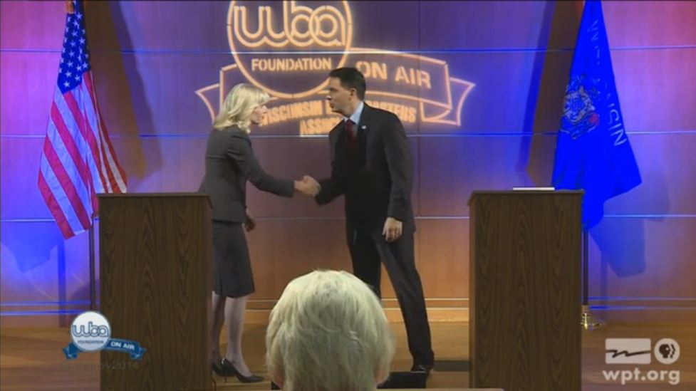 Mary Burke and Gov. Scott Walker at the Oct. 10 debate