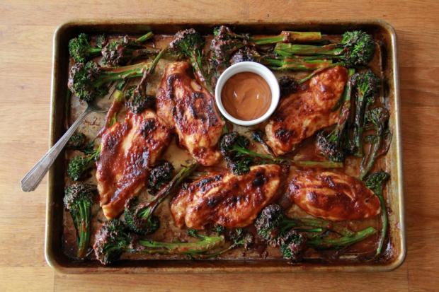 Quick Chicken & Baby Broccoli with Spicy Peanut Sauce. Photo: Molly Gilbert.