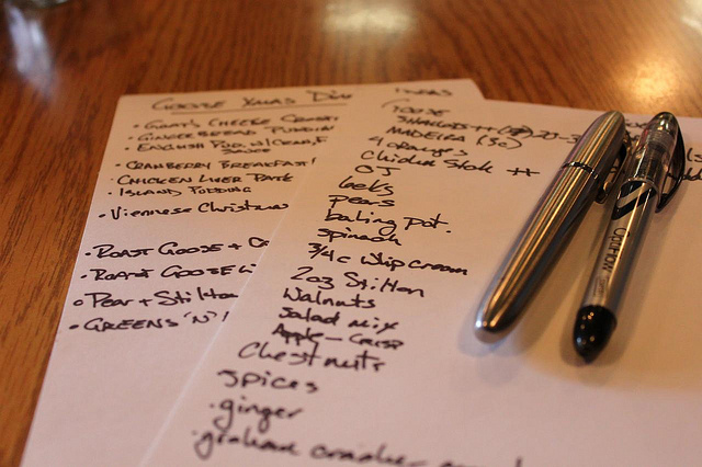 Writing a list for meal planning can help reduce waste.