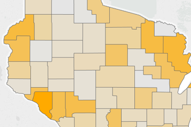 Wisconsin Youth Suicide Rates by County, 2000 to 2012