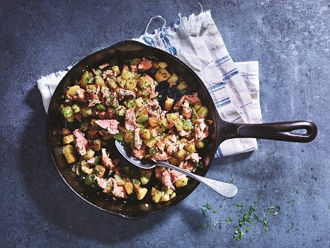Salmon Hash with Yukon Gold Potatoes and Herbs