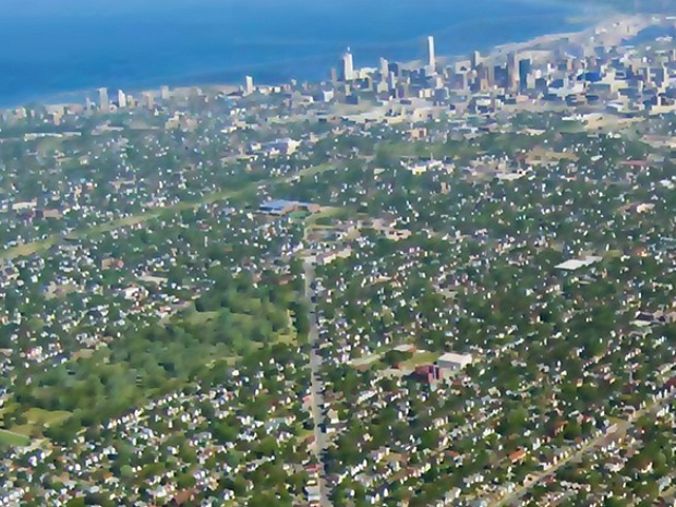 A stylized aerial view of north Milwaukee