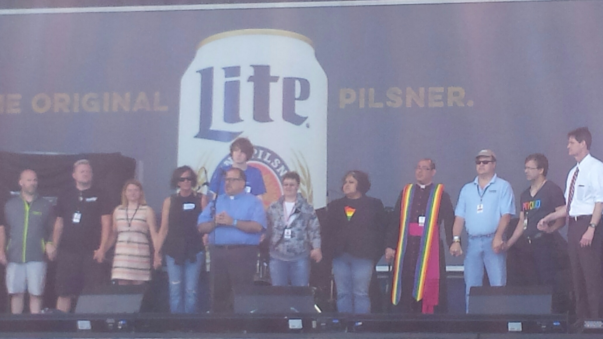 PrideFest  and political leaders gather on a PrideFest stage for brief remarks and a moment of silence.