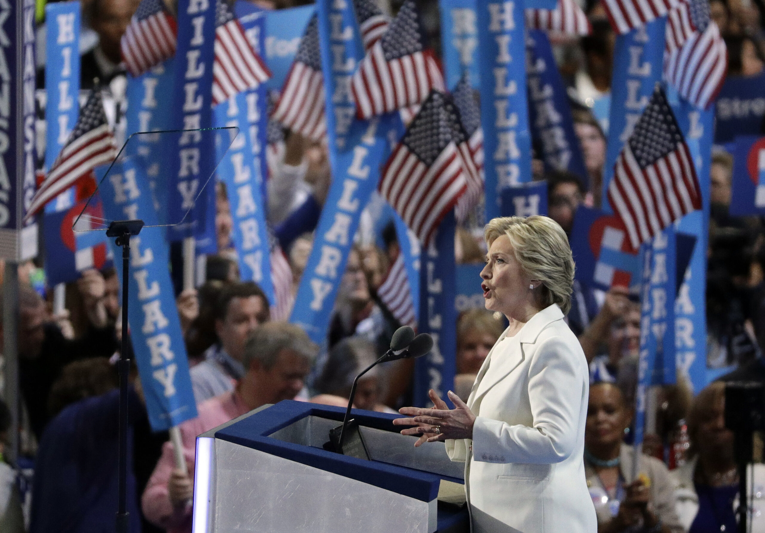 Hillary Clinton speaking at the 2016 Democratic National Convention