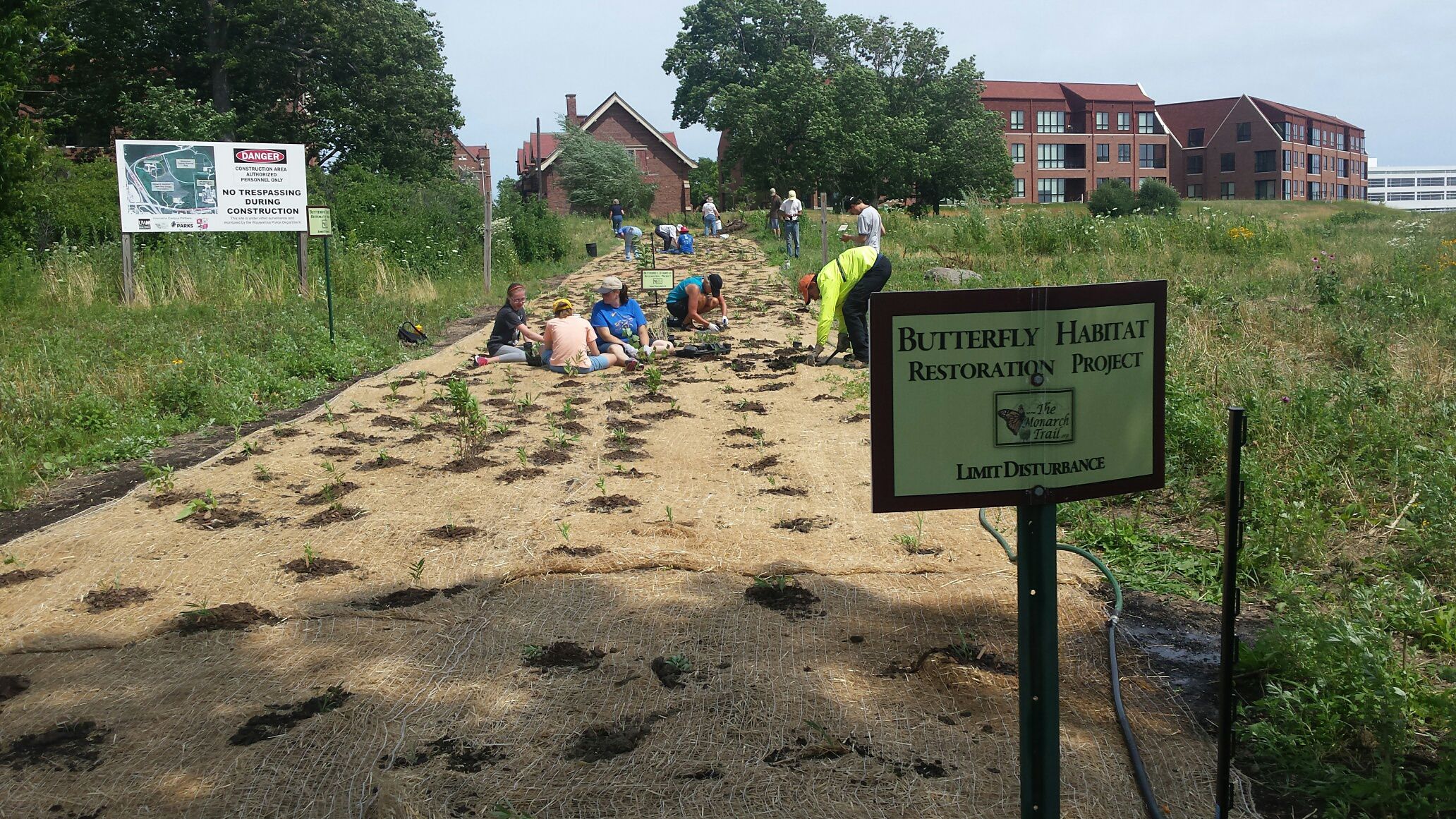 Members of Friends of the Monarch Trail plant butterfly-friendly plants in Wauwatosa.