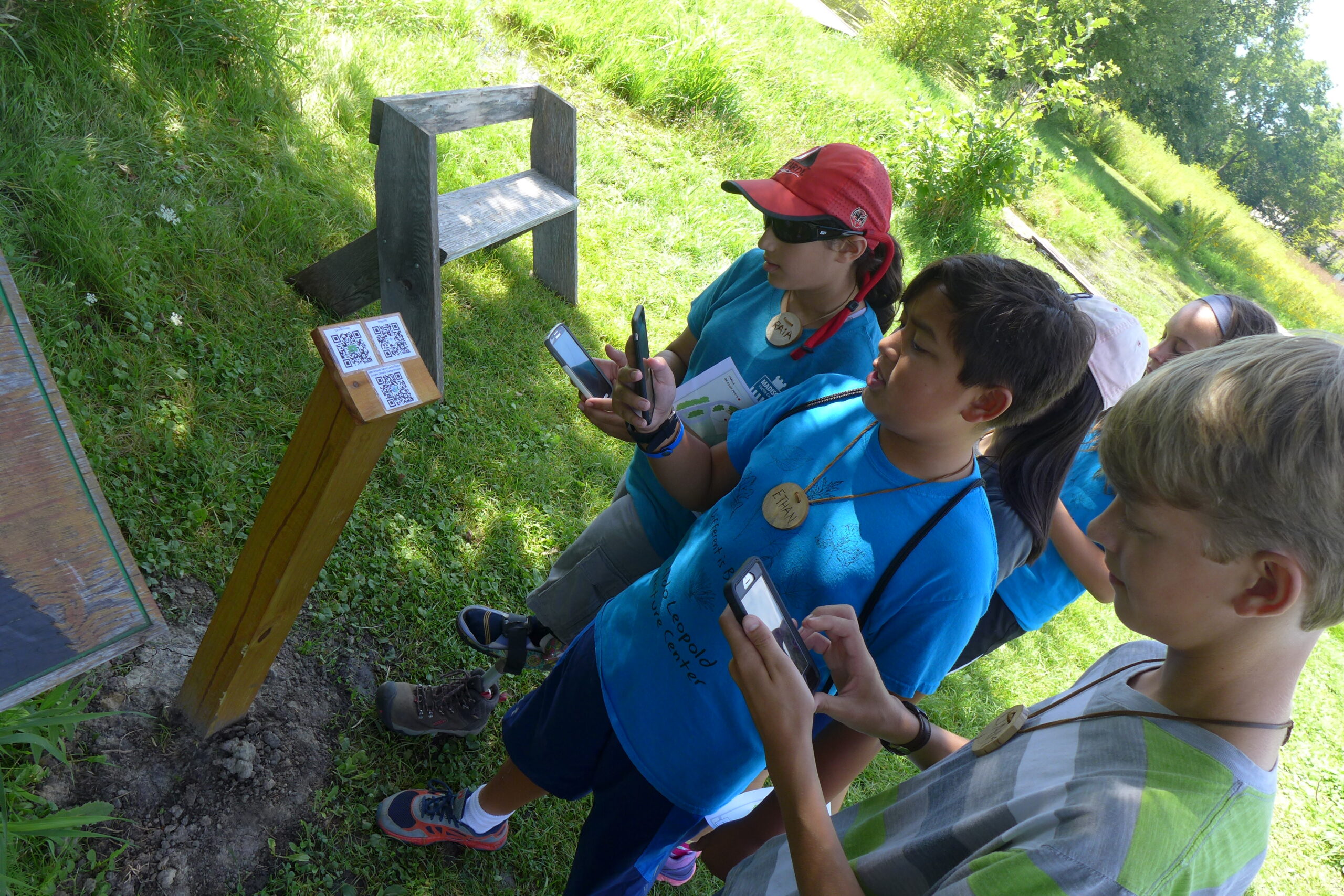 QR codes on nature trail