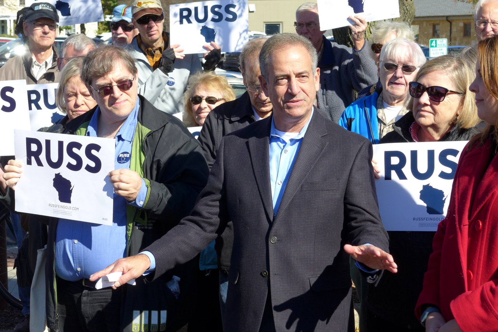 Russ Feingold with supporters