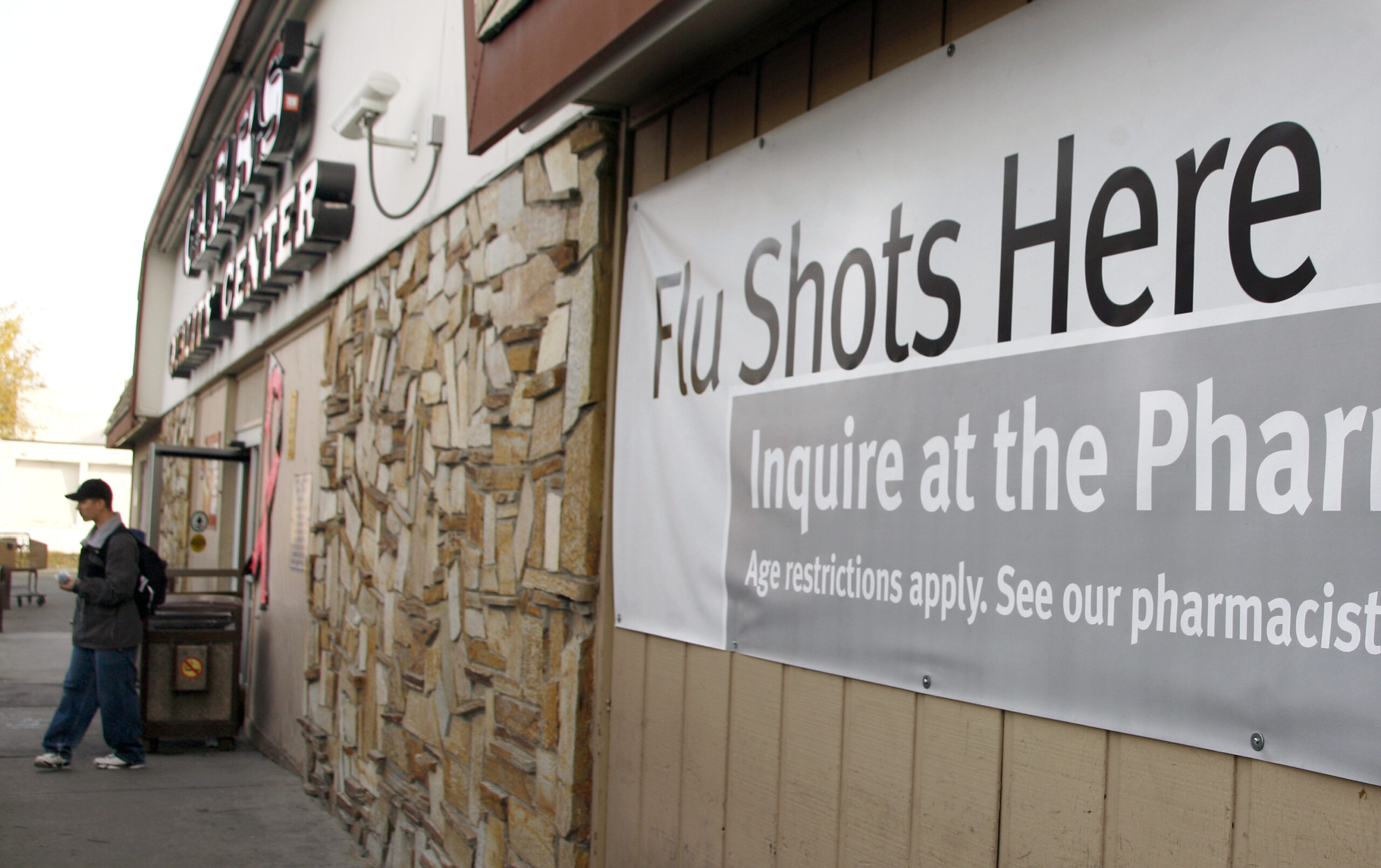 "Flu shots here" sign