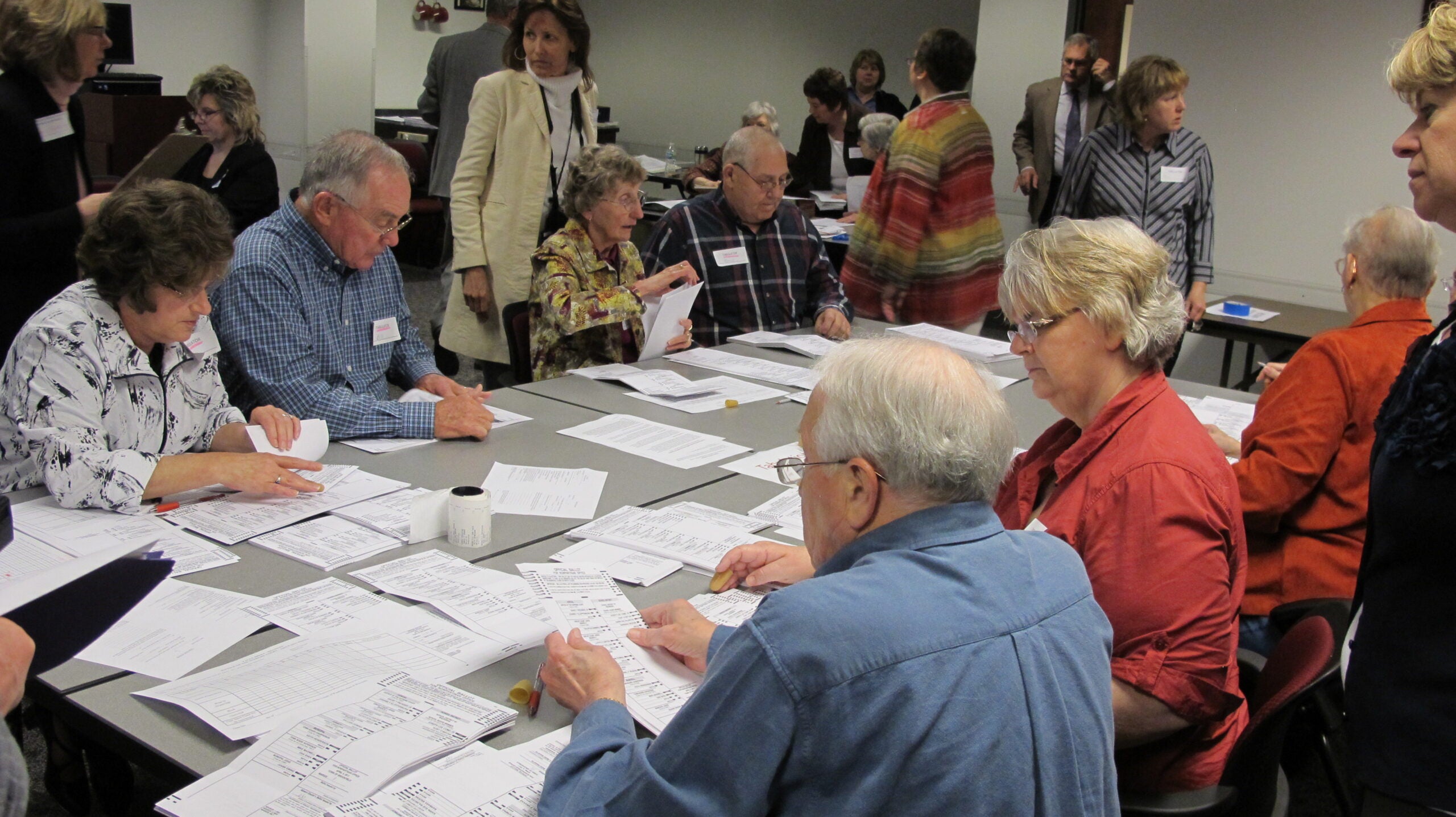 Poll workers in Waukesha, Wisconsin