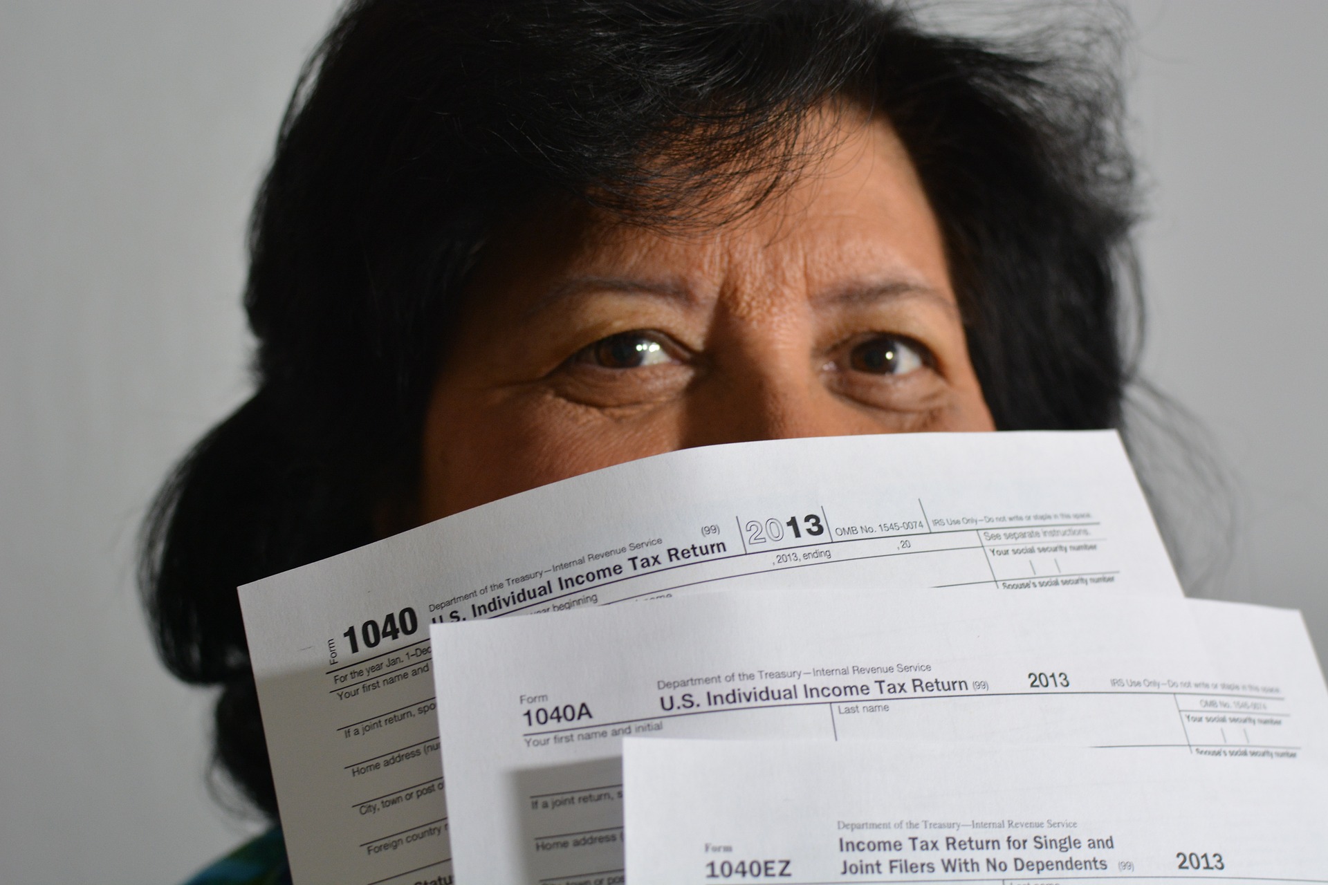 woman with tax forms