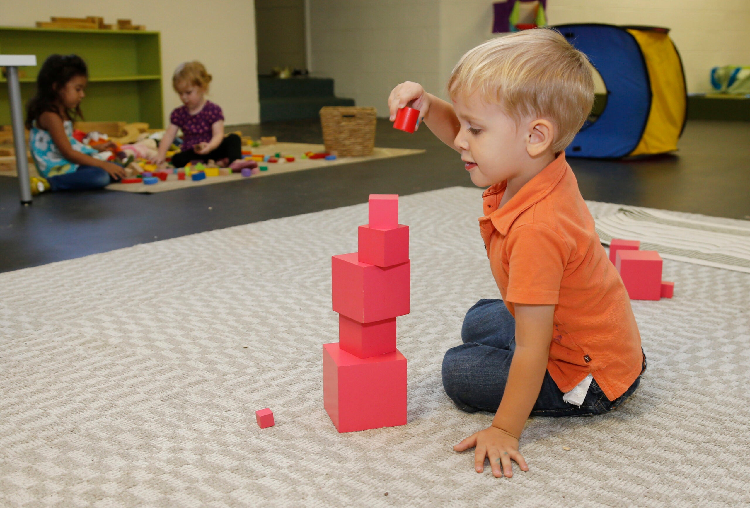 Child playing with blocks