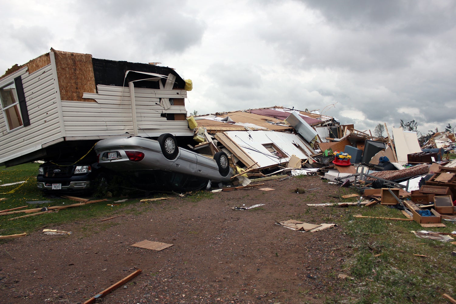 Tornado damage at the Prairie Lake Estates Mobile Home Park near Chetek