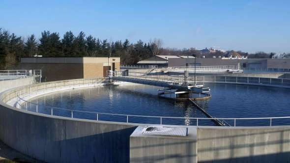 Tanks at the city of Waukesha wastewater treatment plant