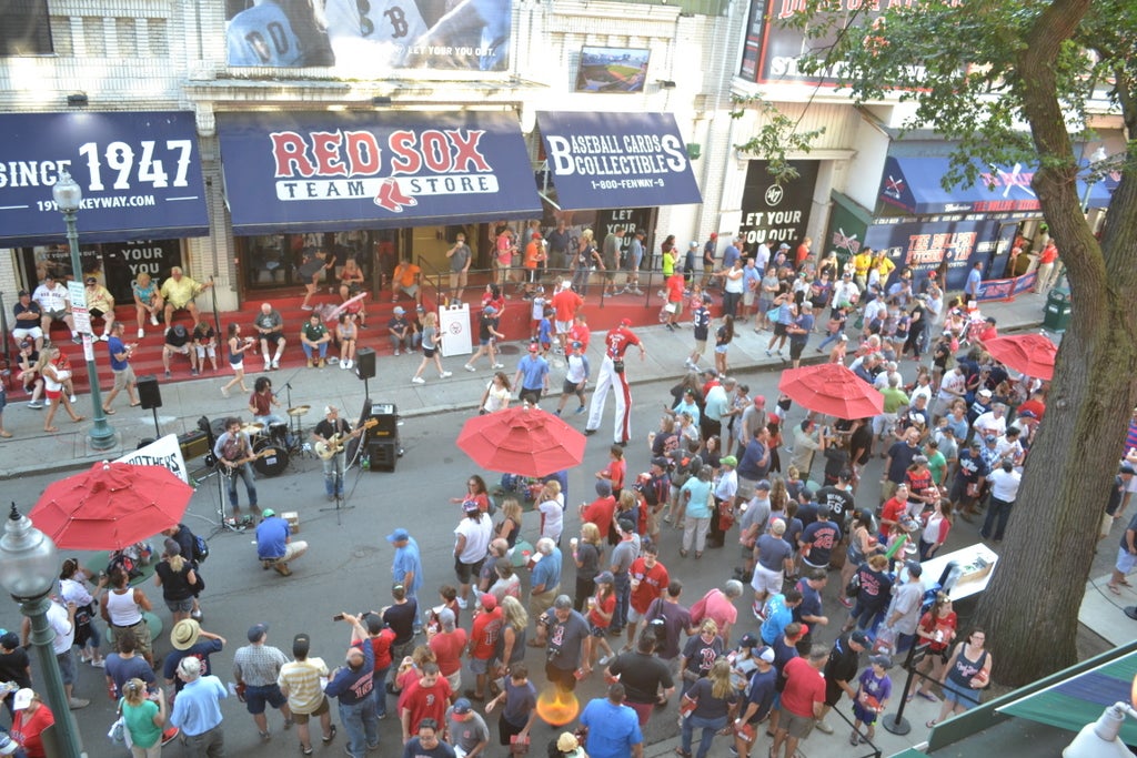 Fans gather on 4 Yawkey Way