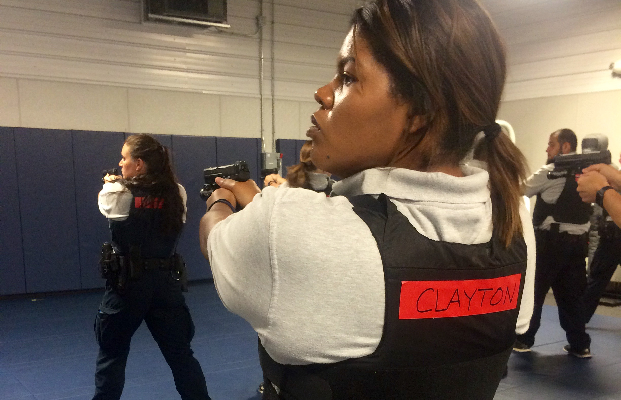 Recruit Julie Clayton on the first day of firearms training at the Madison Police Training Center.