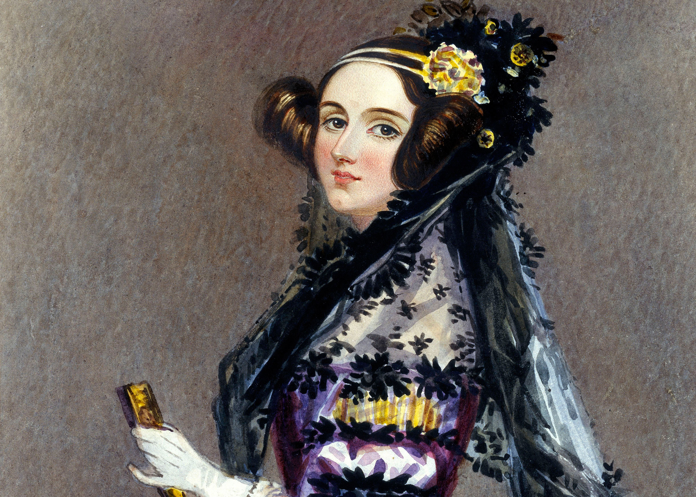Watercolor portrait of Ada King, Countess of Lovelace (Ada Lovelace)