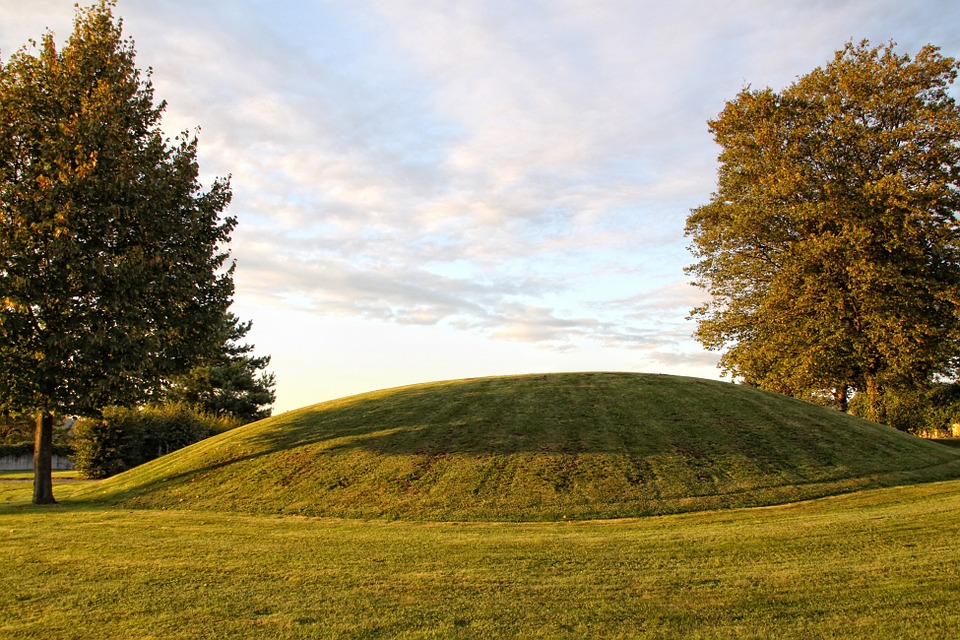 An Indian Mound surrounded by trees