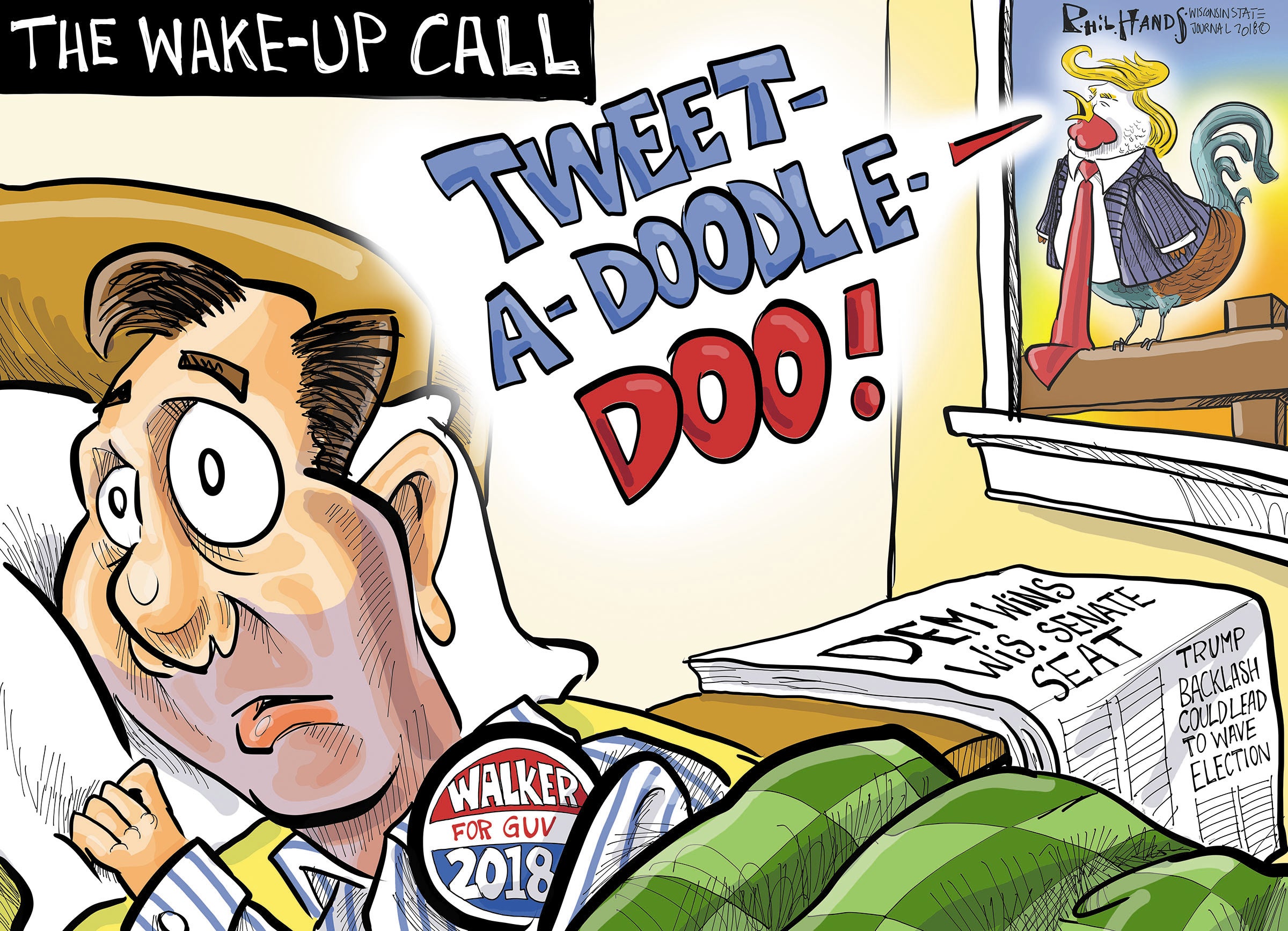 A political cartoon by Phil Hands