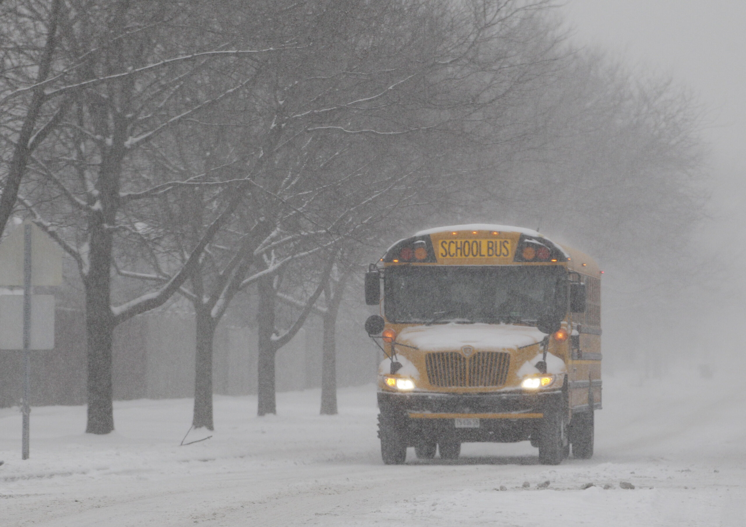School bus in winter