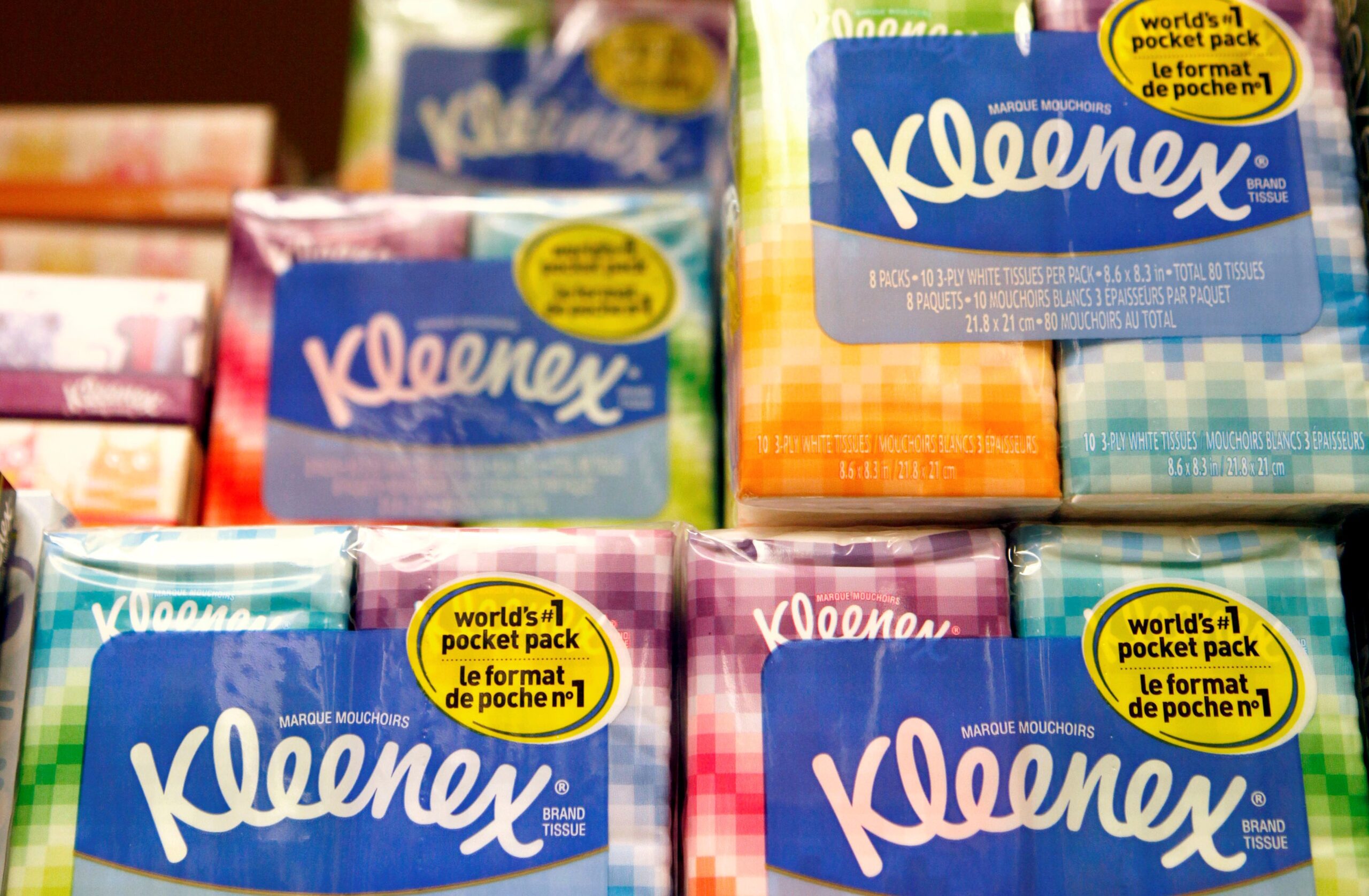 Packages of Kleenex tissues