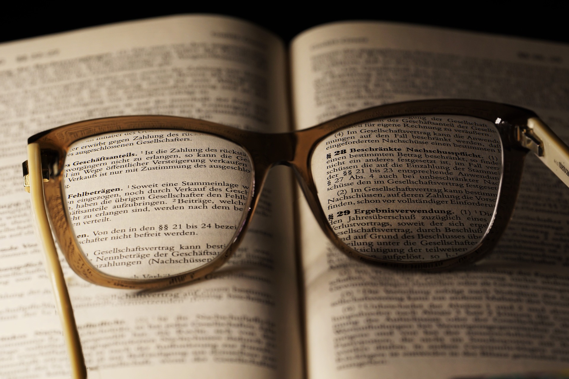 Reading glasses on book