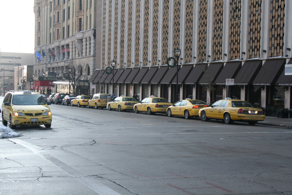 Taxis in downtown Milwaukee