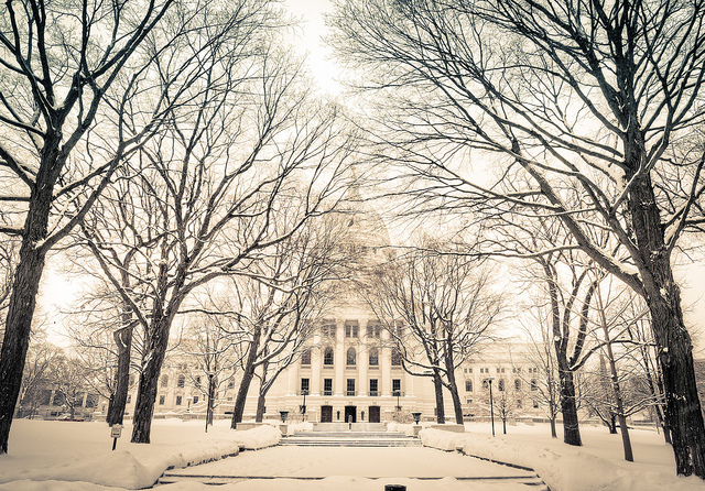 Wisconsin State Capitol in snow