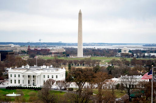 Washington DC Capital Monument White House Aerial Flag