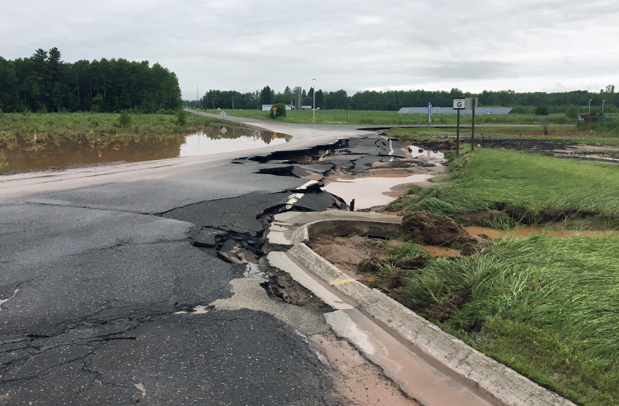 Ashland County Highway G damaged by flash flooding