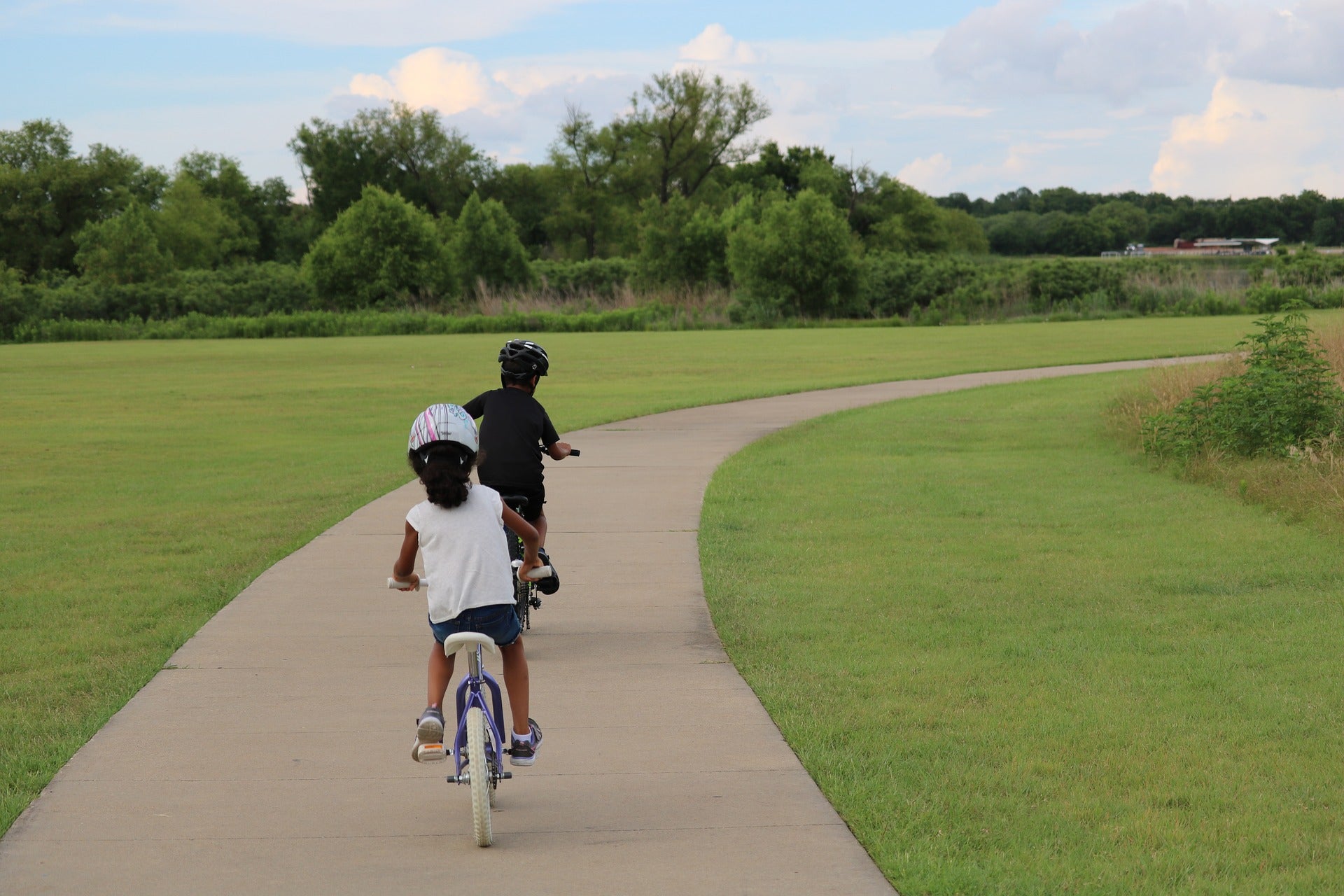 children biking