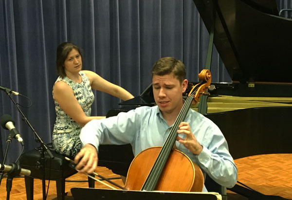Photo of cellist Zachary Preucil with pianist Katherine Petersen