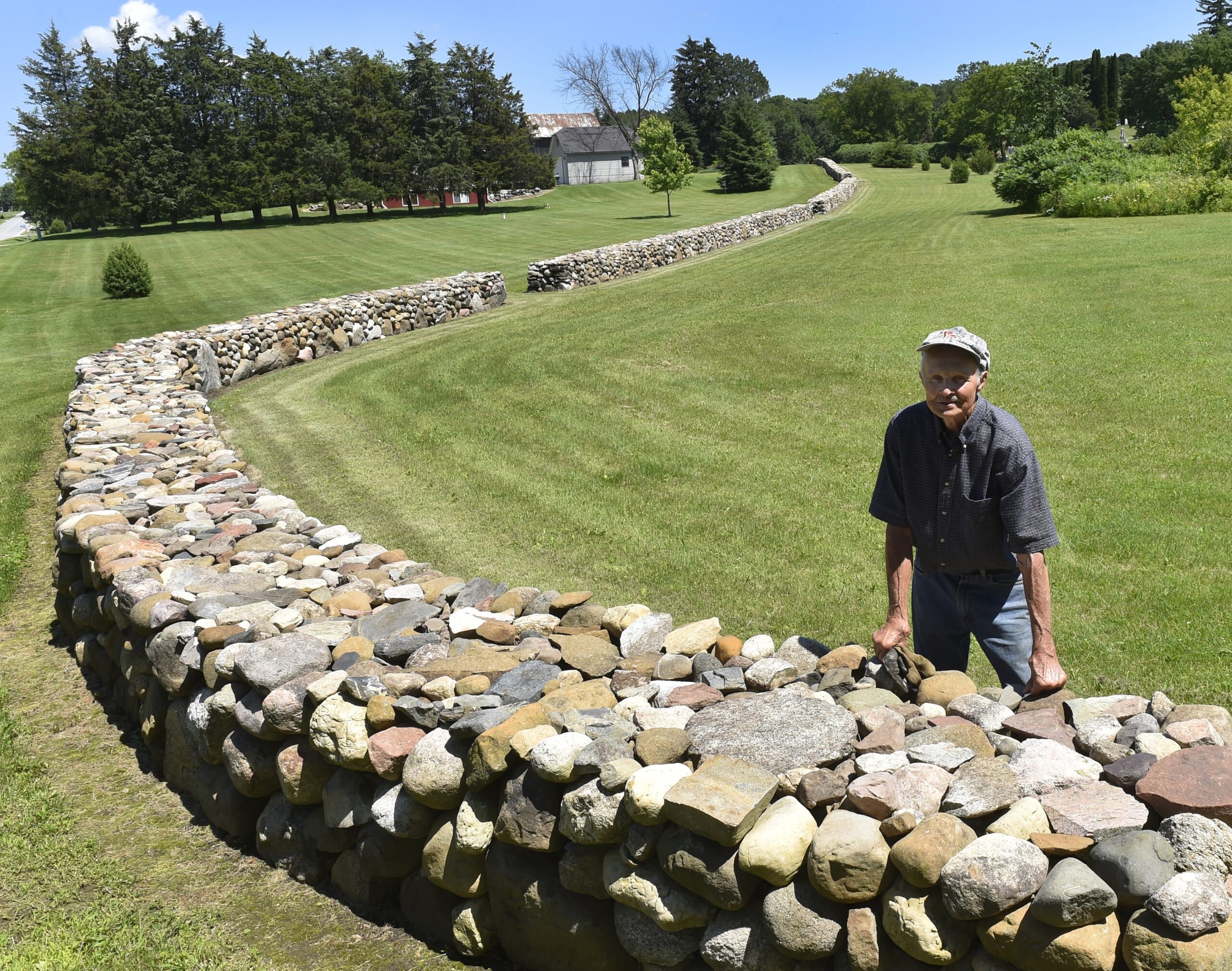 Joe Weinbauer and his rock wall