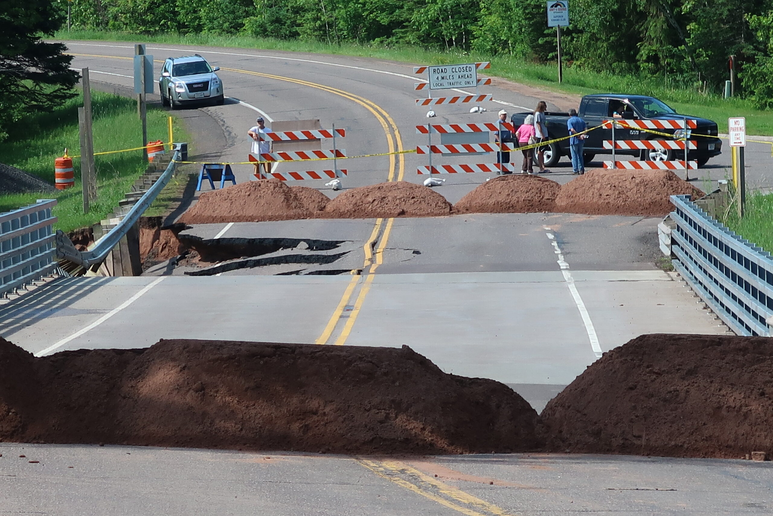 A bridge over the Black River in Douglas County was undermined due to flooding