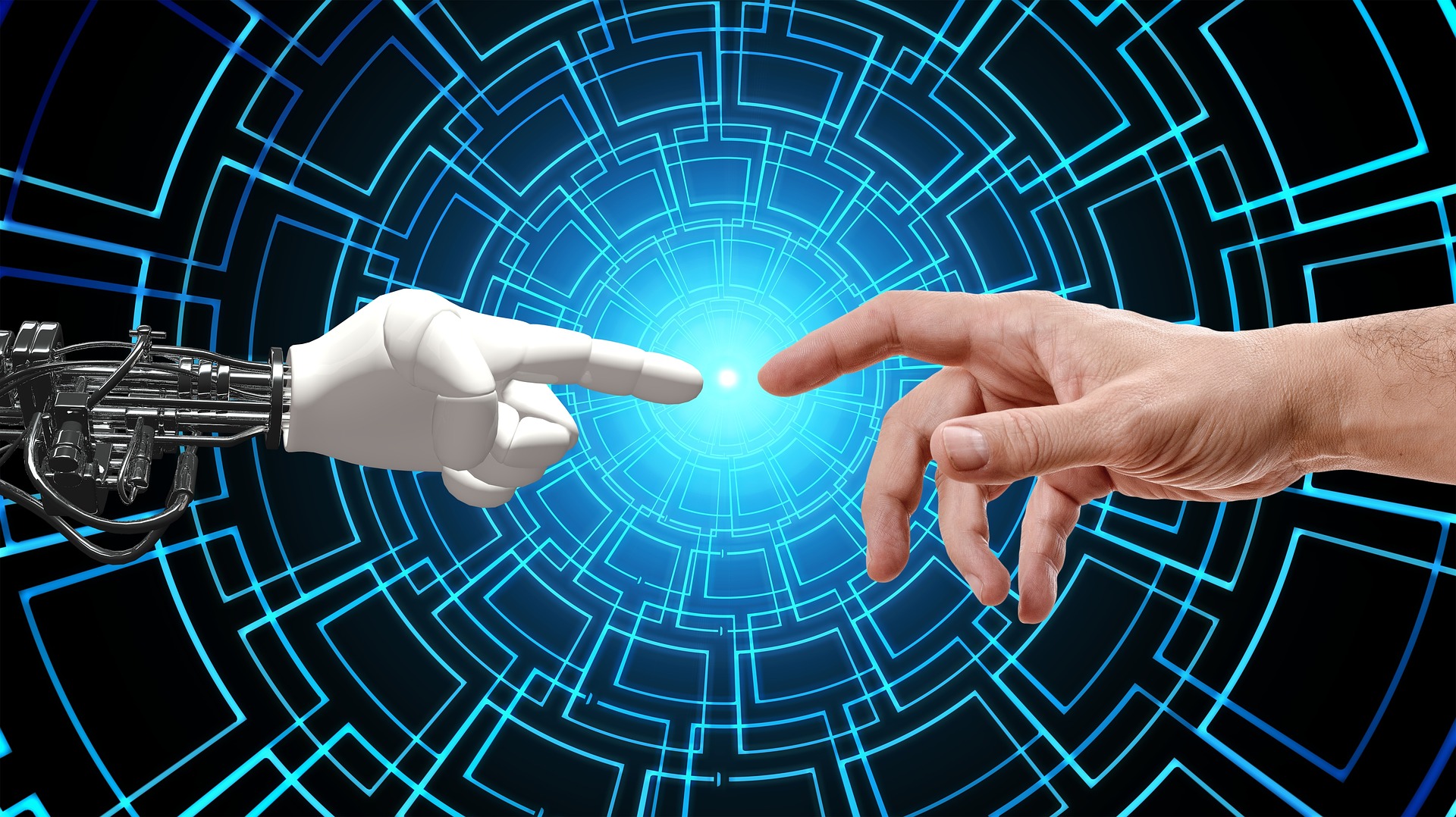 AI hand meeting human hand