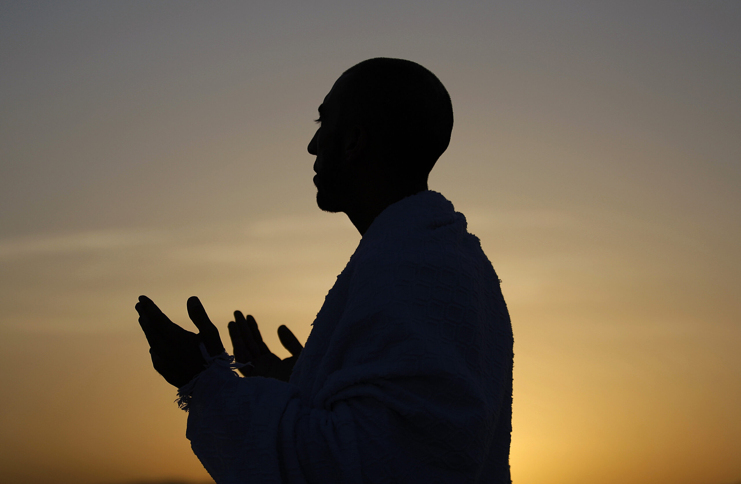 A Muslim pilgrim praying