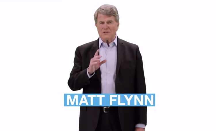 Still image from Flynn's campaign ad