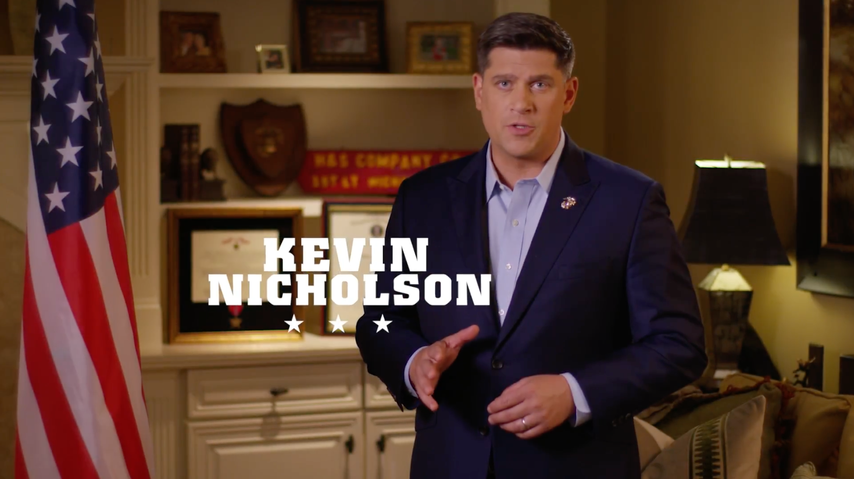 Still image from Nicholson's campaign ad