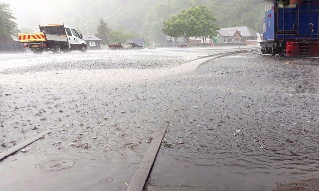 heavy downpour and flooding