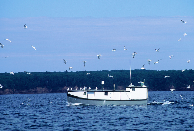 Commercial fishing boat near the Apostle Islands in Lake Superior